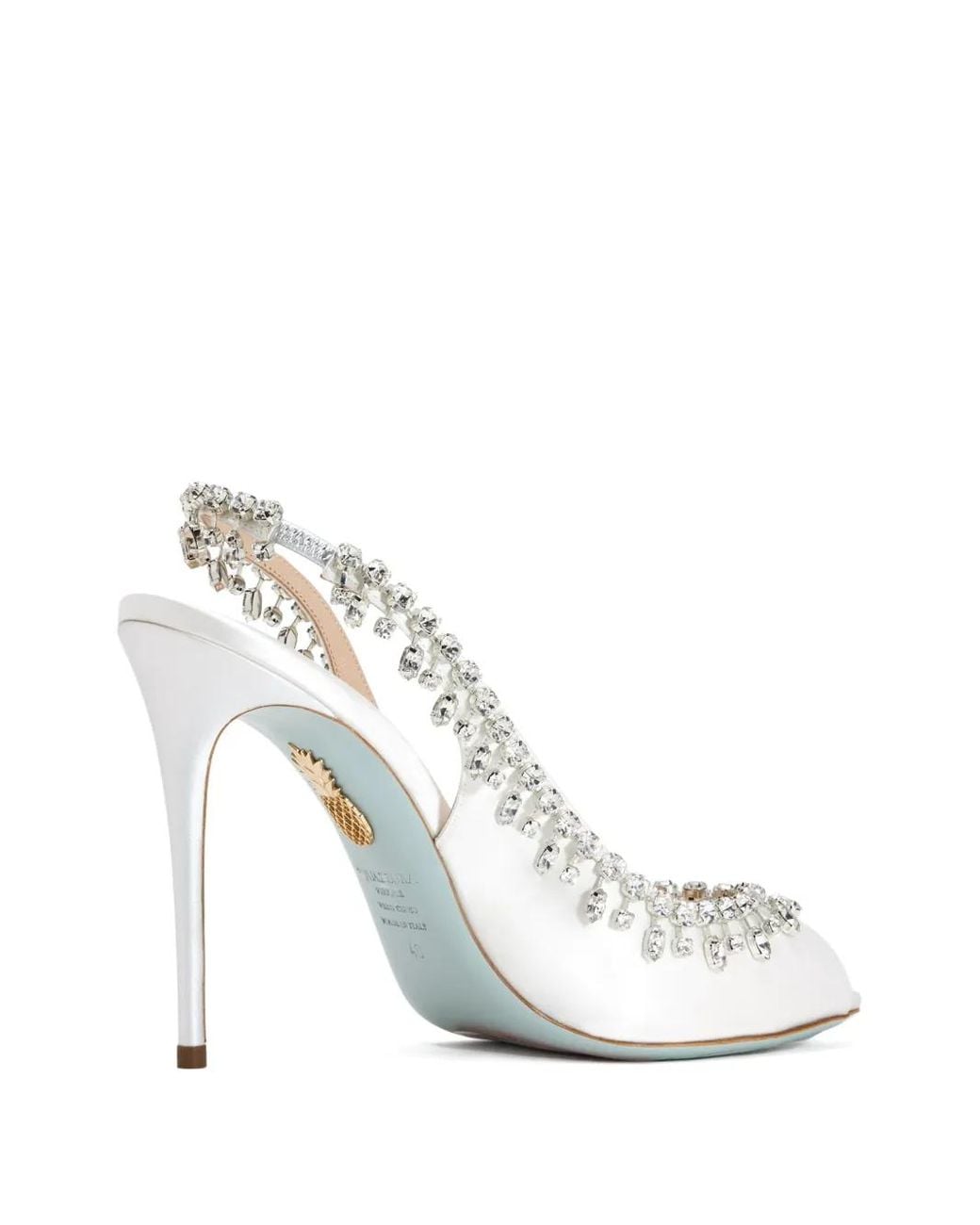 Aquazzura White 105Mm Temptation Crystal-Embellished Slingback Sandals