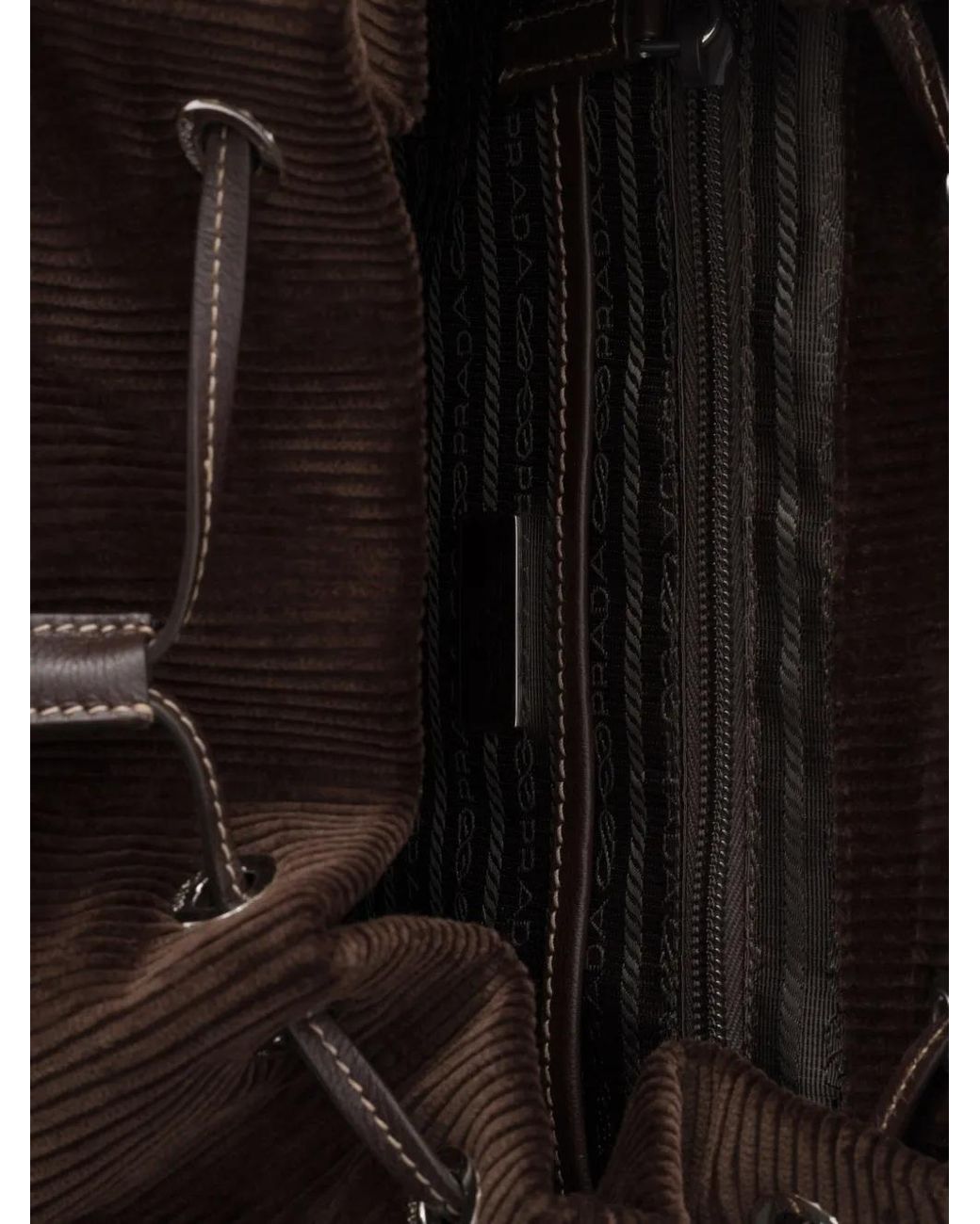 Prada Black Medium Corduroy And Leather Backpack