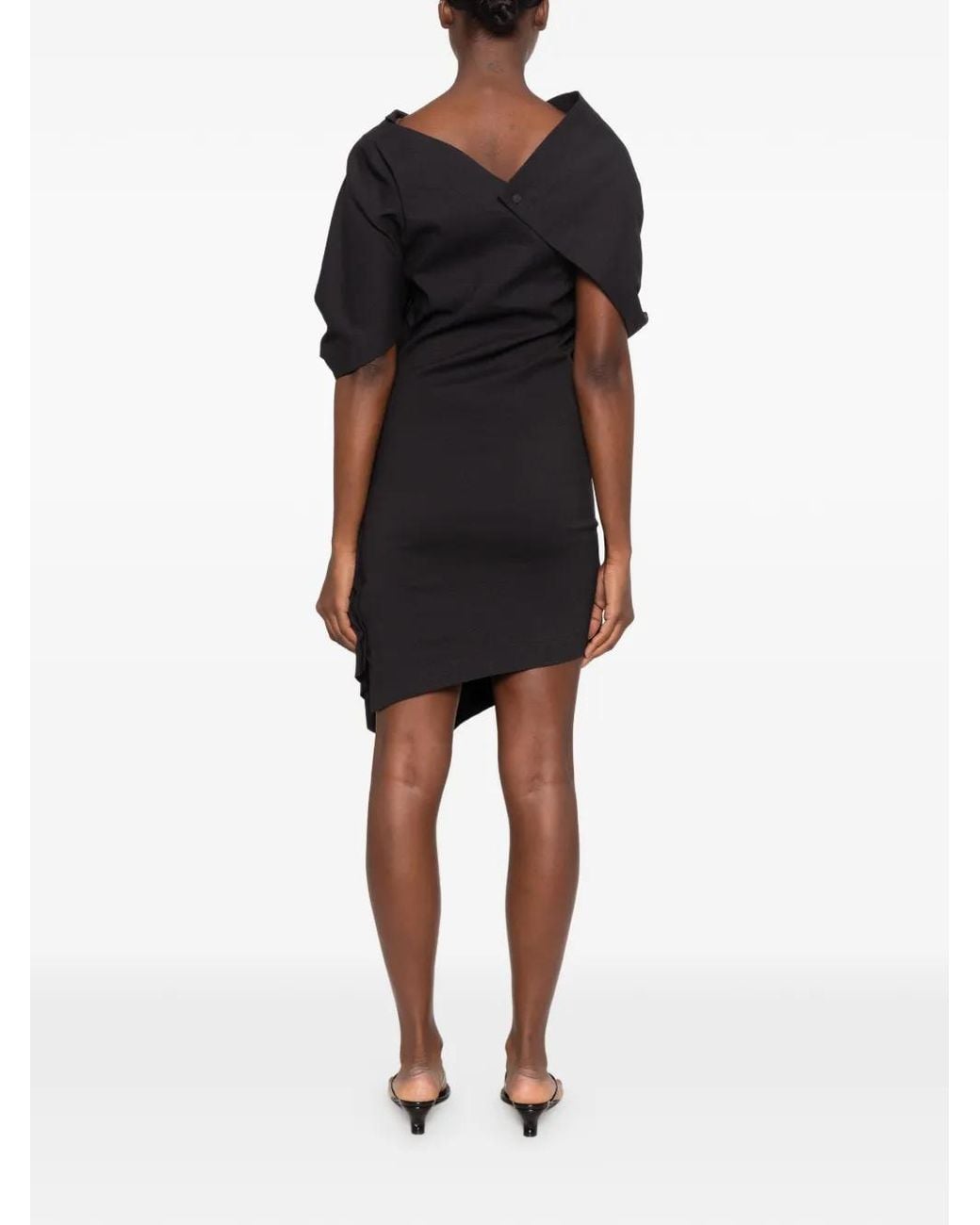 Issey Miyake Black Asymmetric Draped Dress