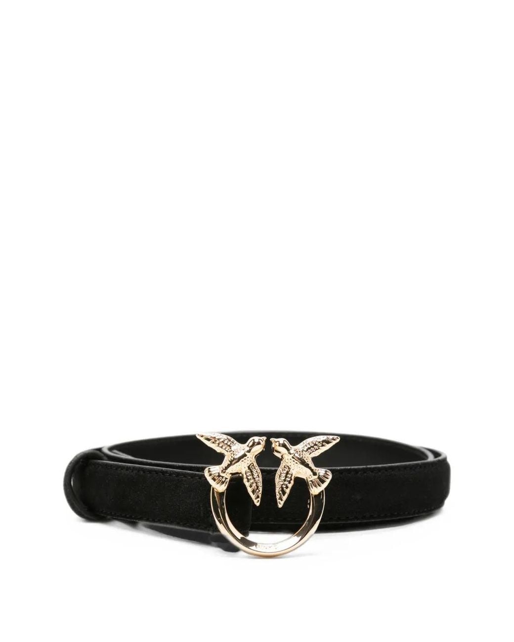 Pinko Black Love Birds Suede Belt