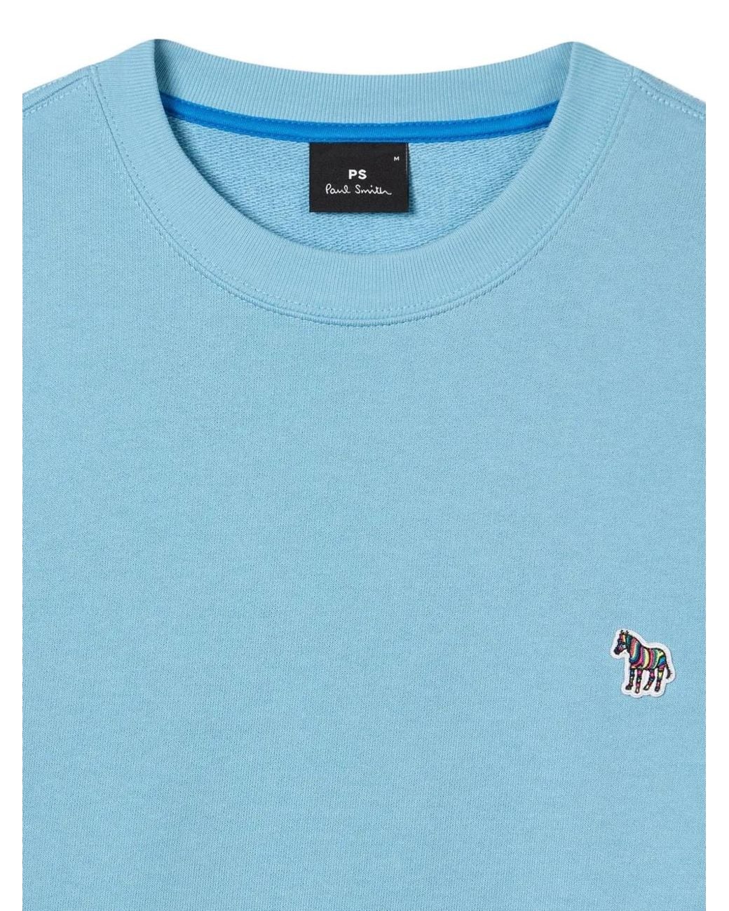 Paul Smith Blue Organic Cotton Zebra Logo Sweatshirt for men