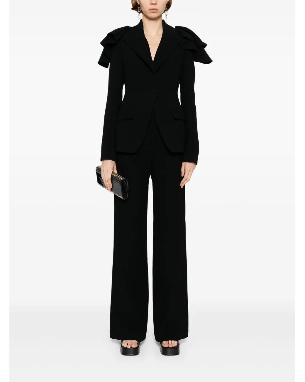 Saiid Kobeisy Black Ruffled Blazer