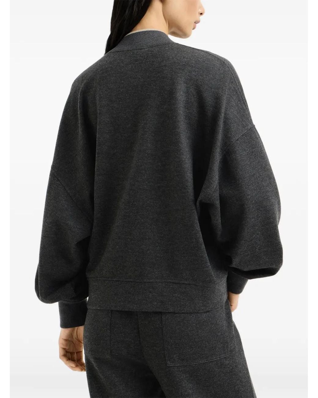 Brunello Cucinelli Black Veste Bomber À Patch Logo