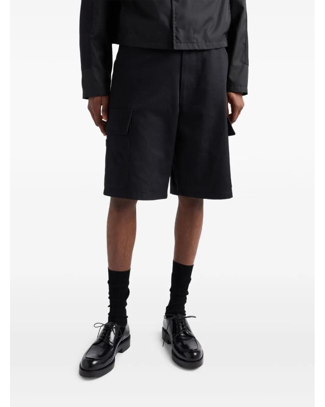 Prada Blue Utility Pockets Cotton Bermudas for men