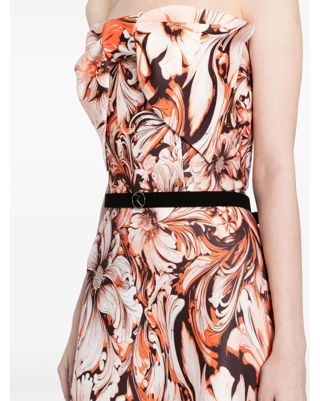 Saiid Kobeisy White Floral-Print Neoprene Gown