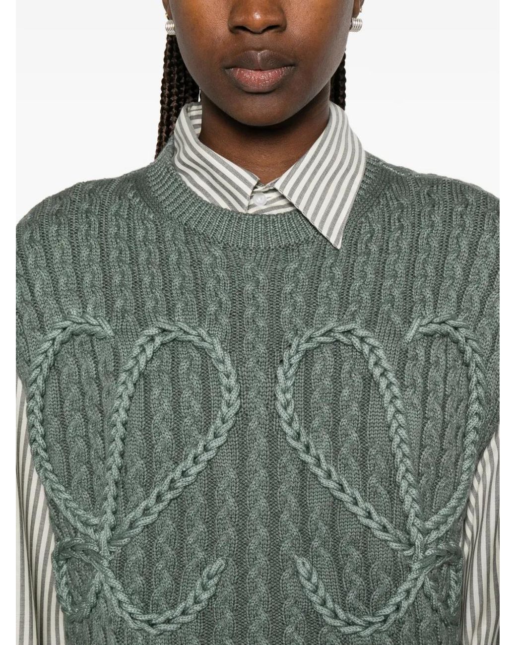 Loewe Green Pull Anagram En Maille Torsadée