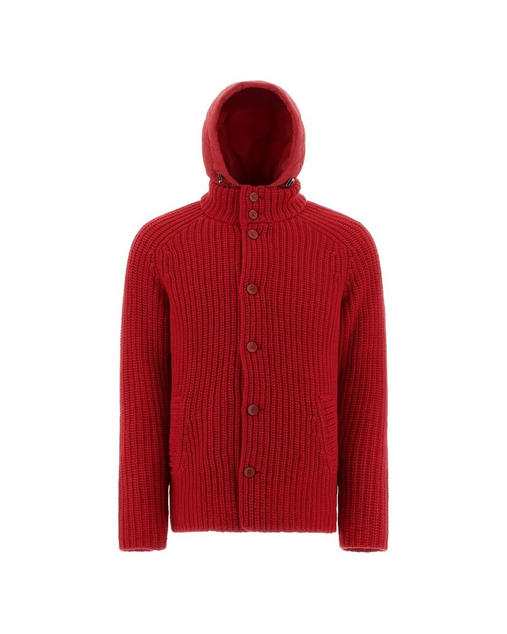 Herno Red Sorano Hooded Wool Bomber Jacket for men