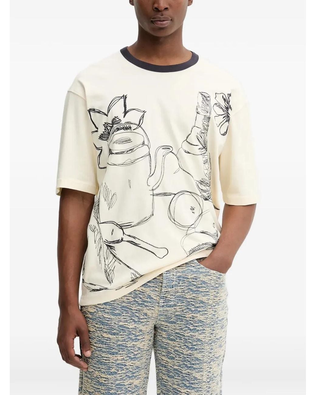 Desigual White Graphic-Print T-Shirt for men