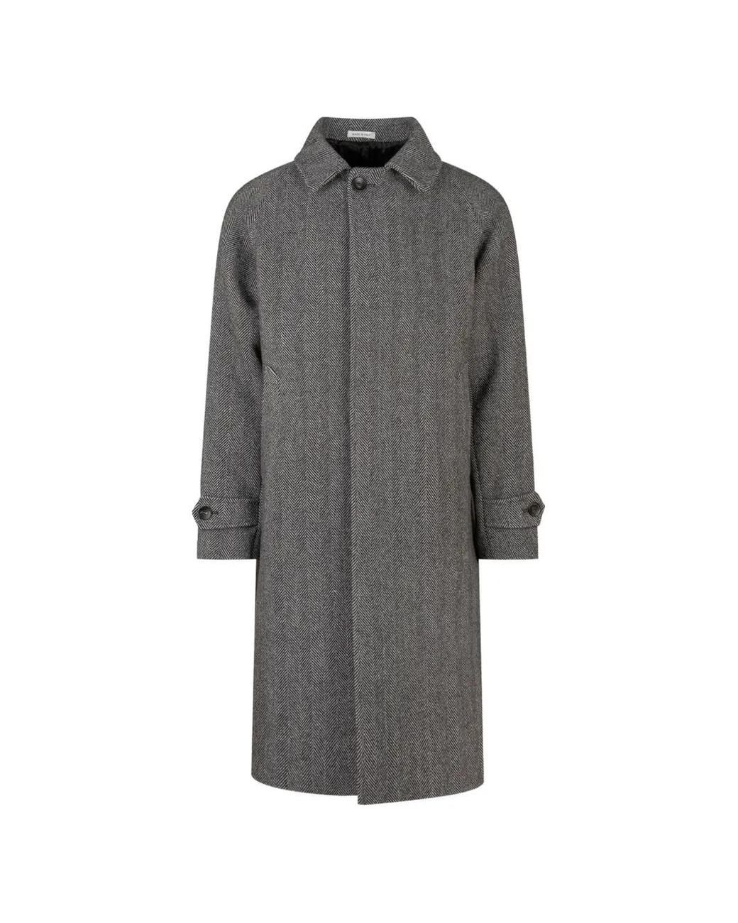 BRERAS Milano Gray Herringbone-Pattern Raglan-Sleeve Coat for men