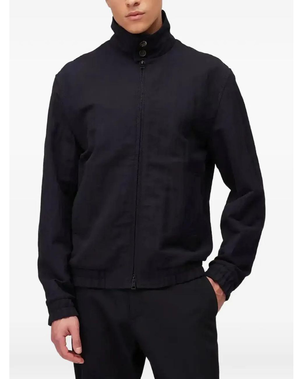 RETORI Blue Packable Zip-Up Wool Bomber Jacket