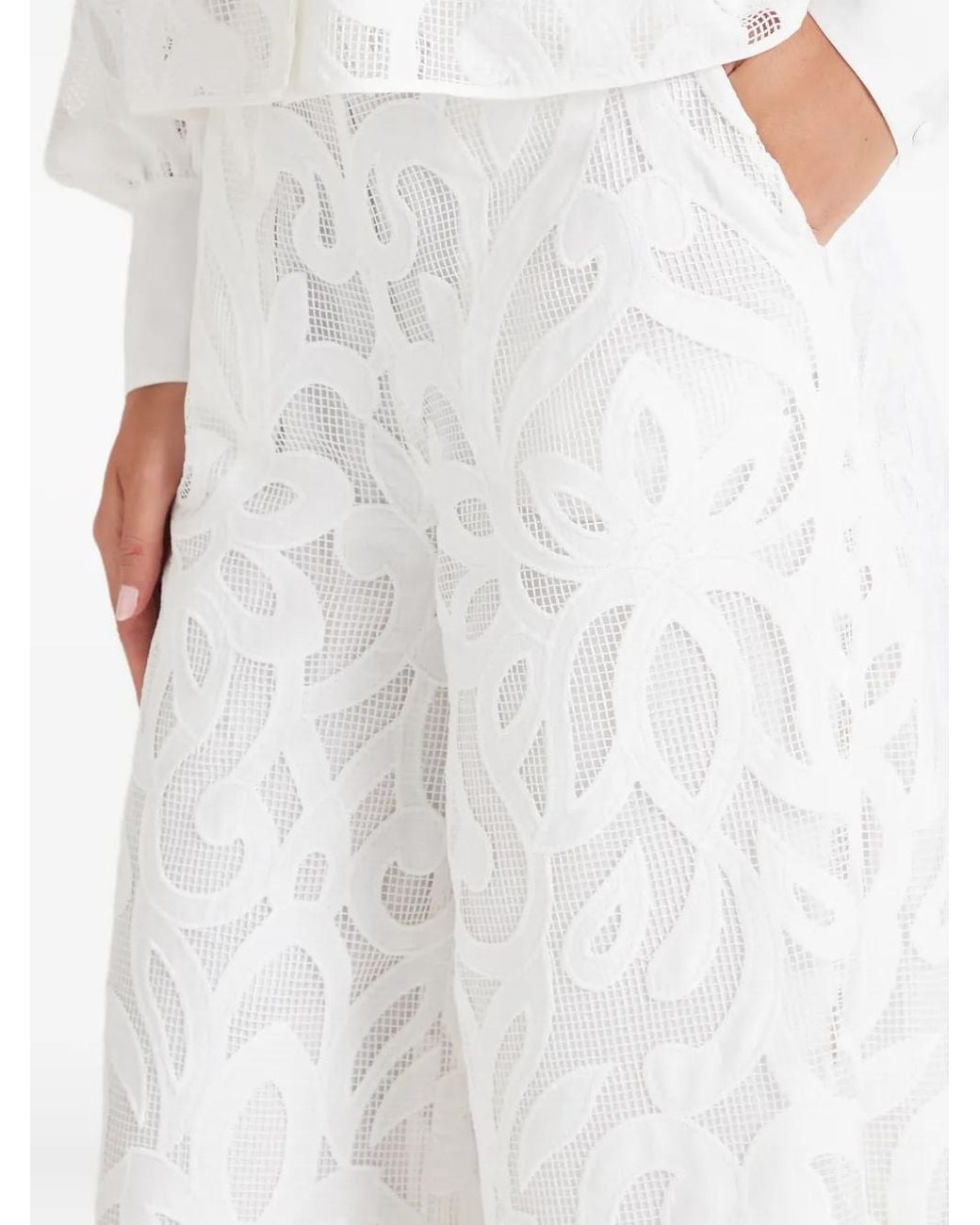 Temperley London White Floral Trousers