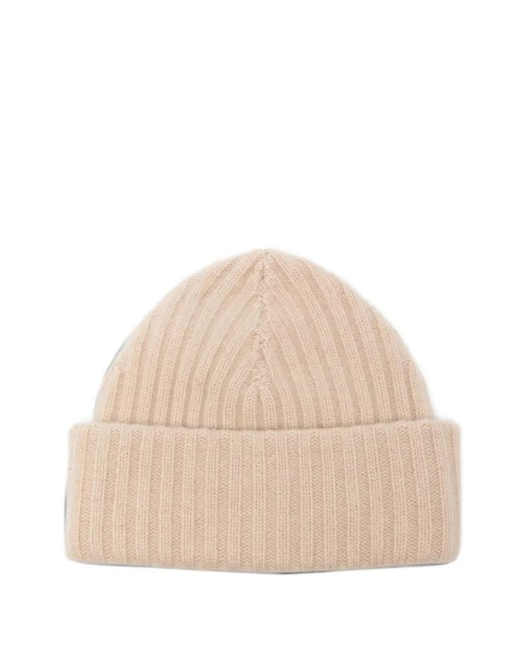 Liska Natural Lina Ribbed-Knit Cashmere Beanie Hat