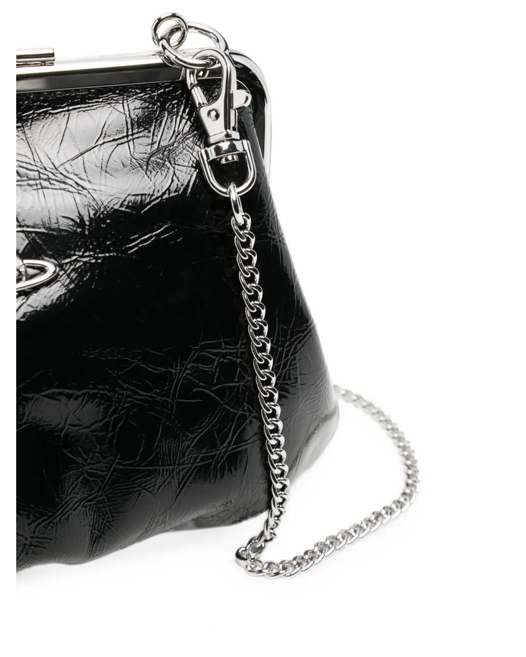 Vivienne Westwood Black Orb-Plaque Patent Tote Bag