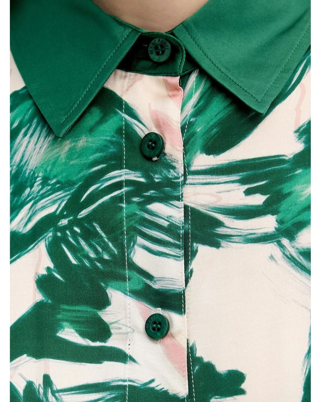 MARC AUREL Green Palm-Leaf-Print Shirt