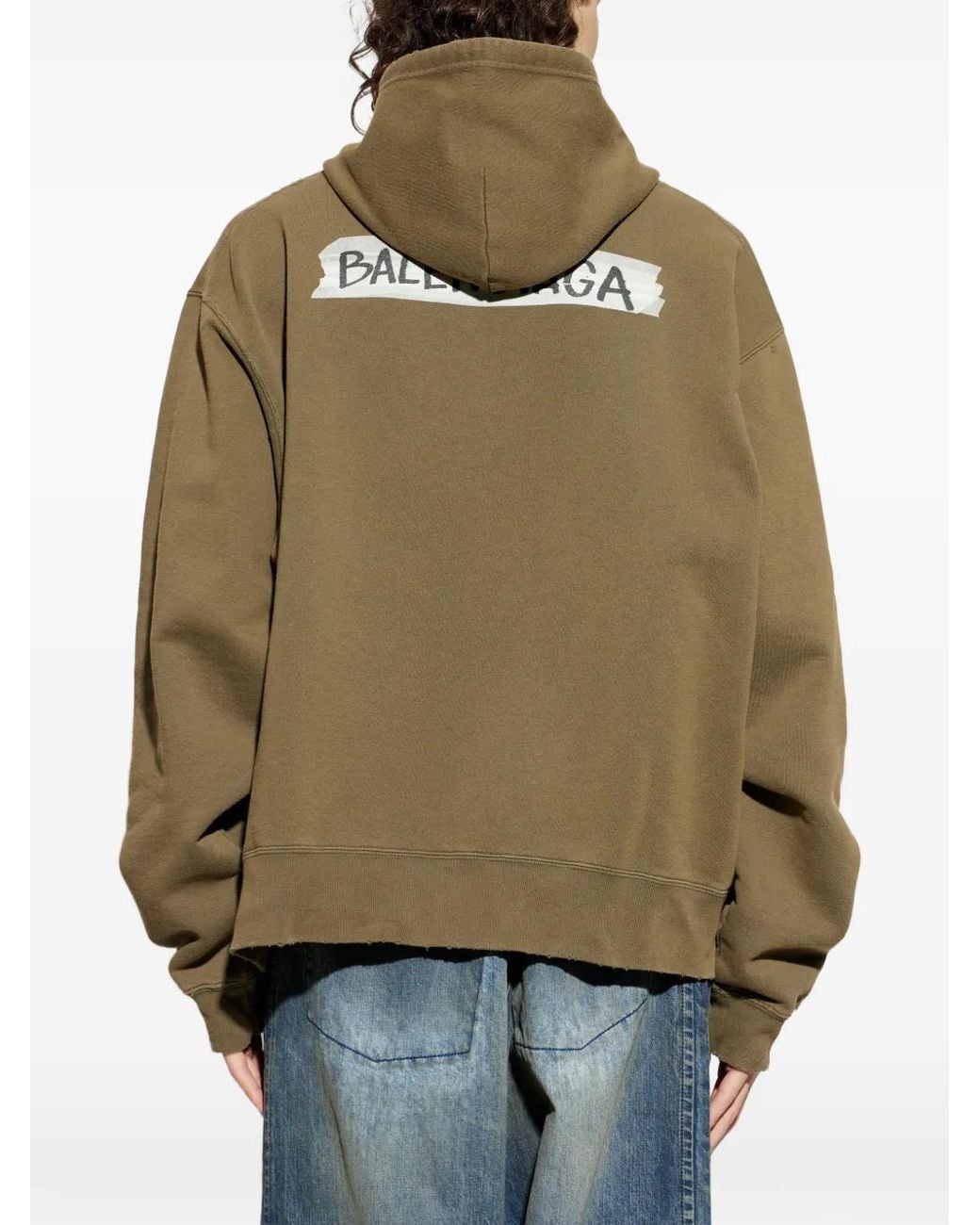 Balenciaga Green Masking Tape Oversized Zip-Up Hoodie for men