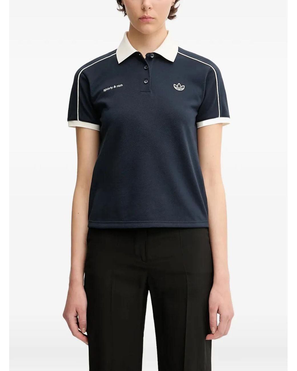 Adidas Blue X Sporty & Rich Logo-Detail Polo Shirt