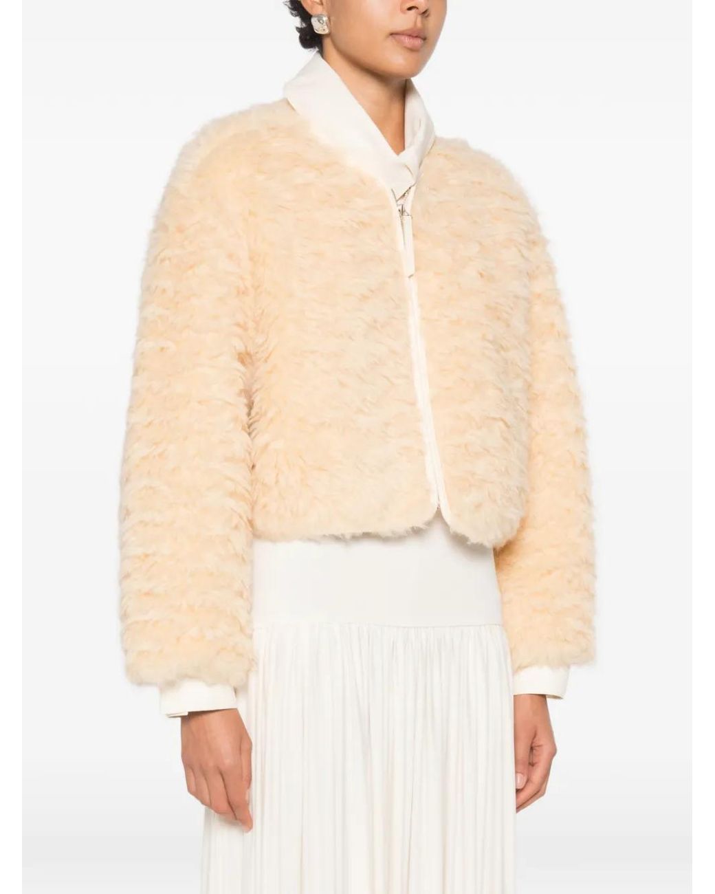 Source Unknown Natural Daye Shearling Cropped Jacket