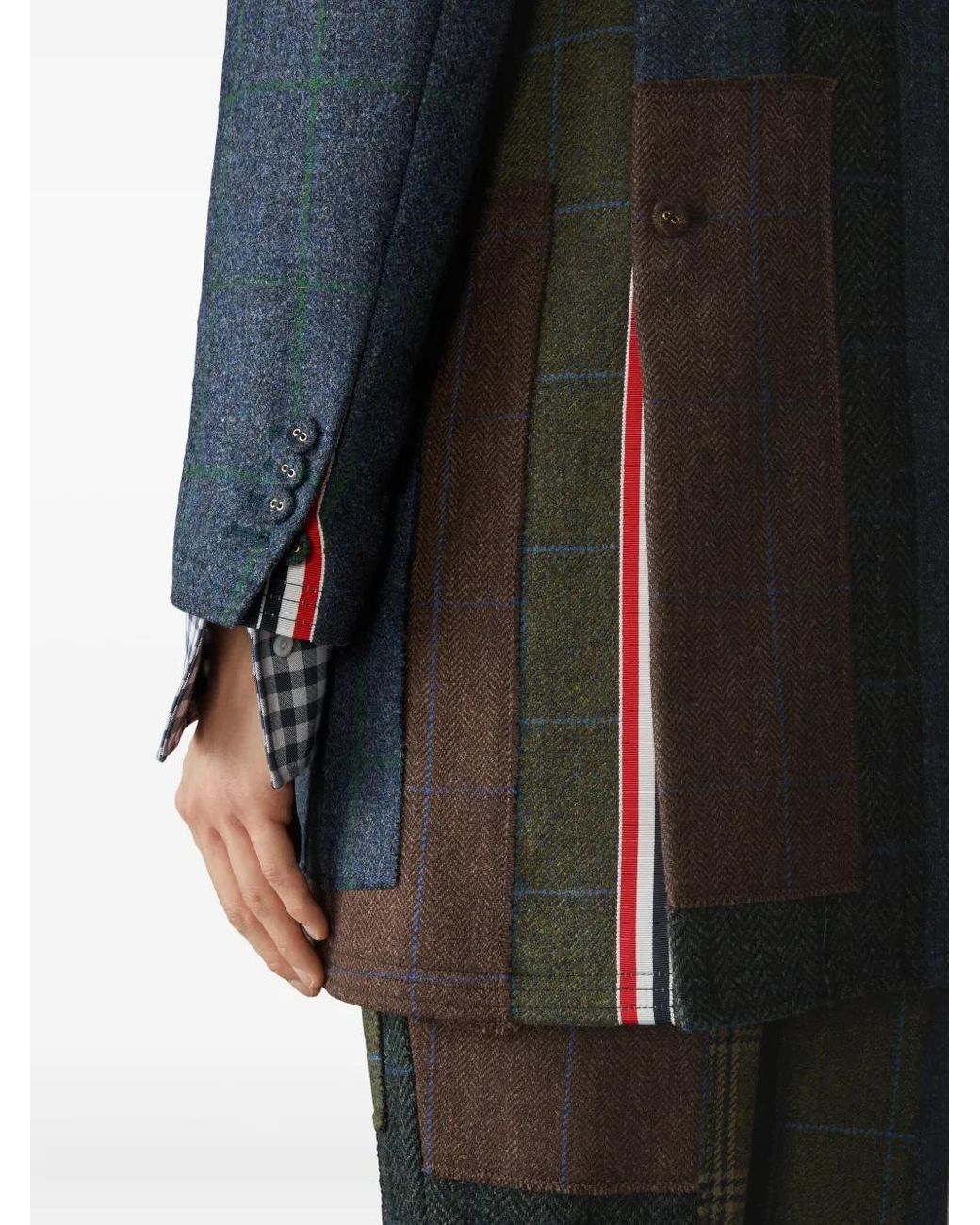 Thom Browne Gray Hunting Tweed Patchwork Coat for men