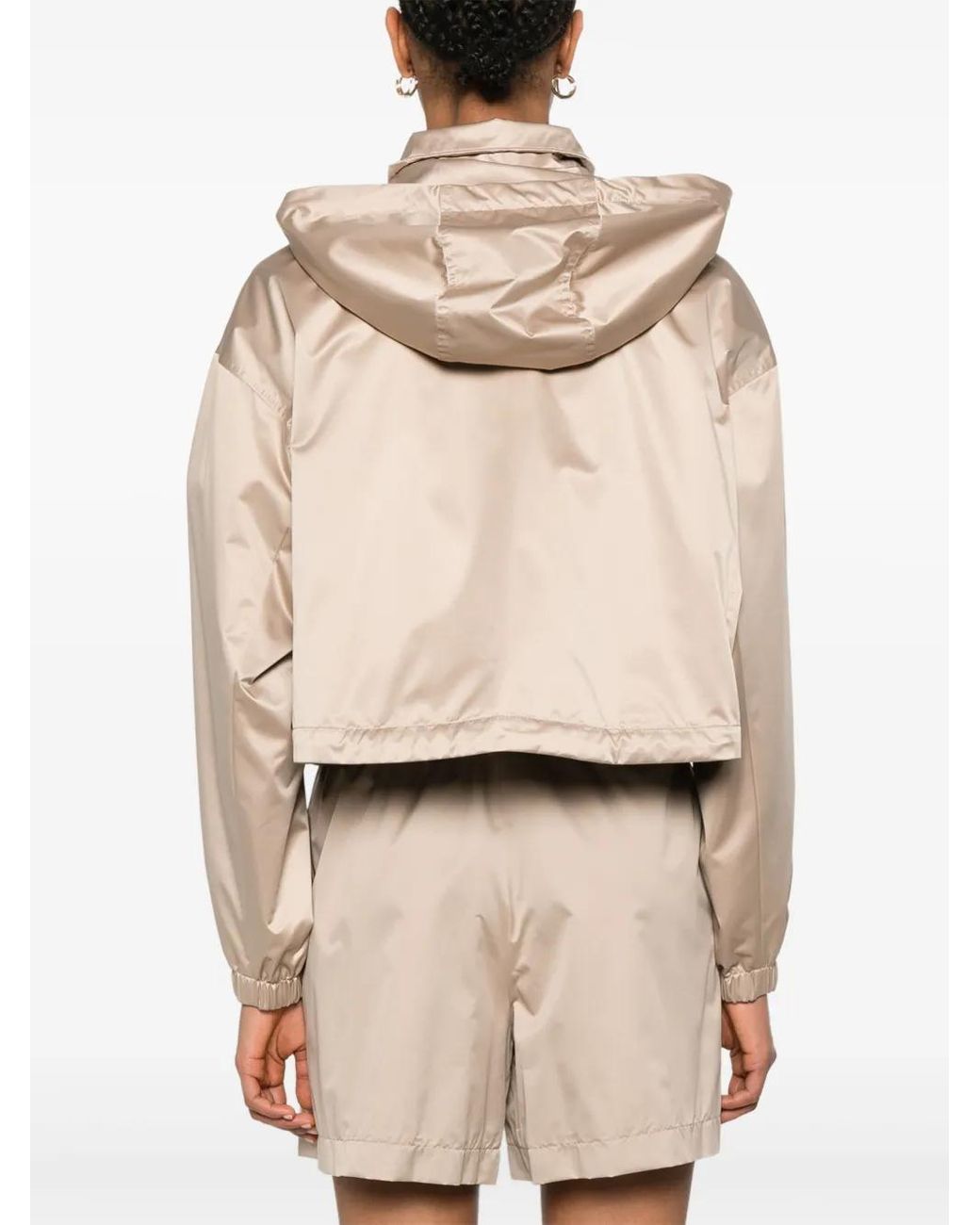 Fendi Natural Jacke Mit Logo-Patch