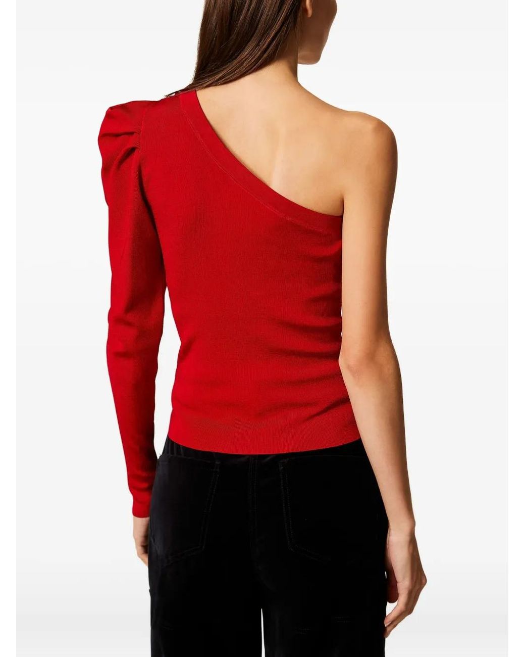 Twinset Red One-Shoulder Draped Top