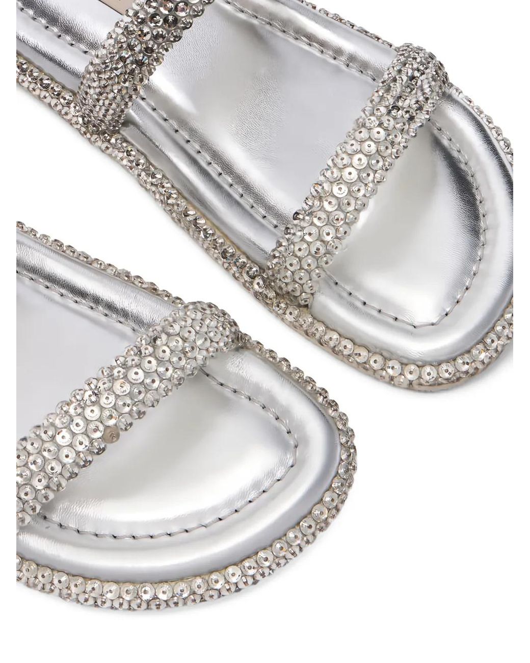 Casadei White Embellished Strap Ballerinas