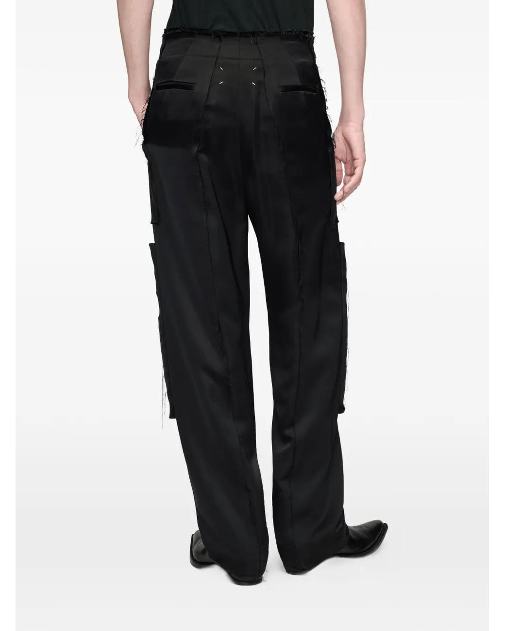 Maison Margiela Black Patchwork Satin Trousers for men