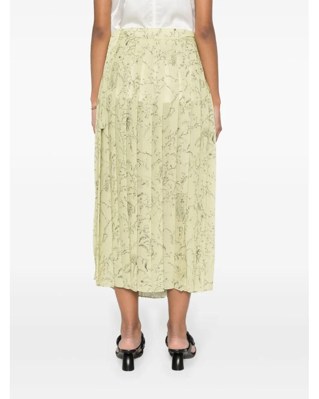 Fabiana Filippi Green Printed Pleated Chiffon Wrap Skirt