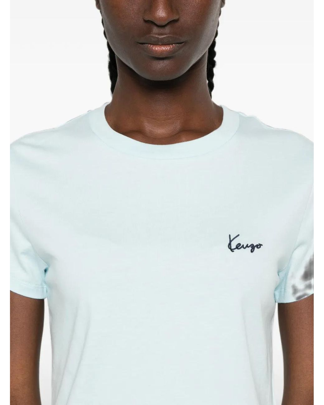 KENZO Blue Signature Logo-Embroidered T-Shirt