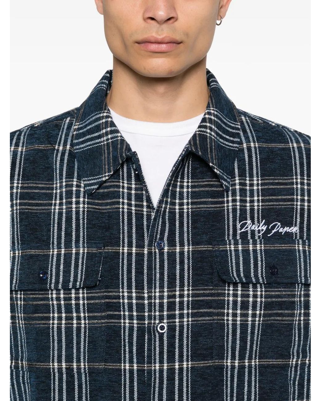 Daily Paper Blue Plaid Flap-Pocket Shirt for men