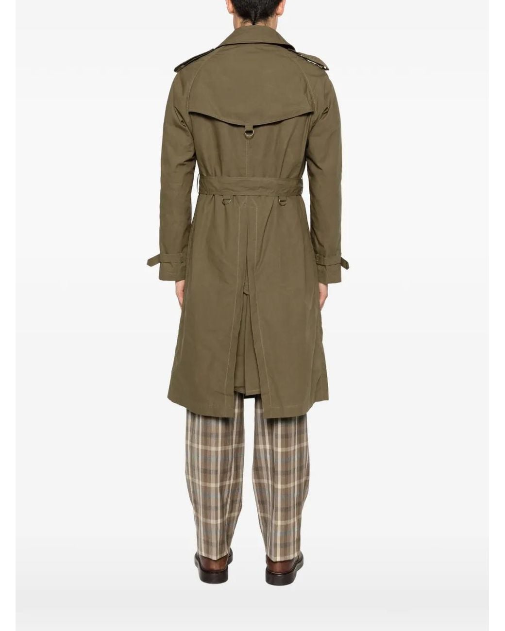 L'IMPERMEABILE Green Trench Ceinturé À Boutonnière Croisée for men