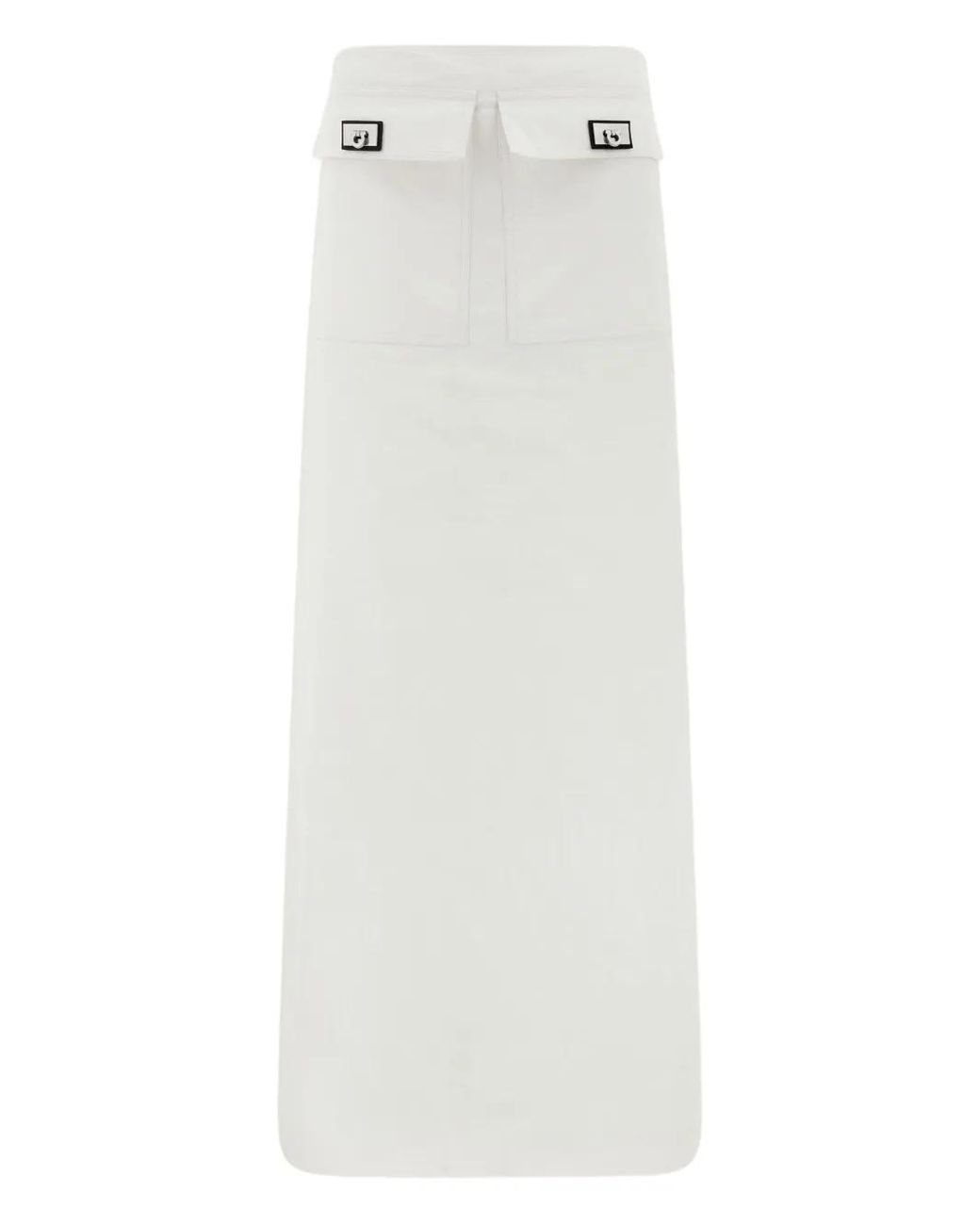 Ferragamo White Flap-Pocket Midi Skirt