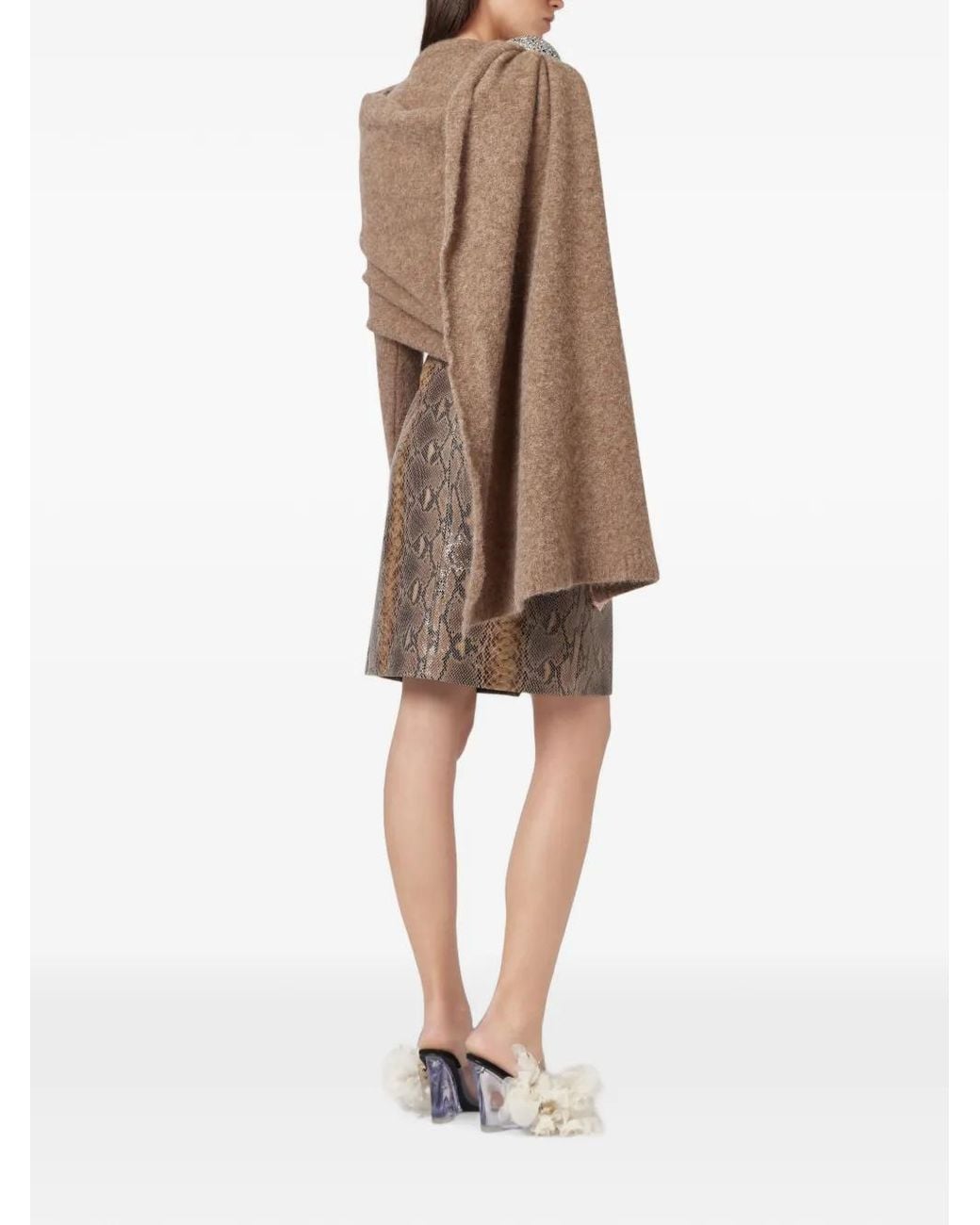 GIUSEPPE DI MORABITO Brown Crystal-Embellished Draped Sweater