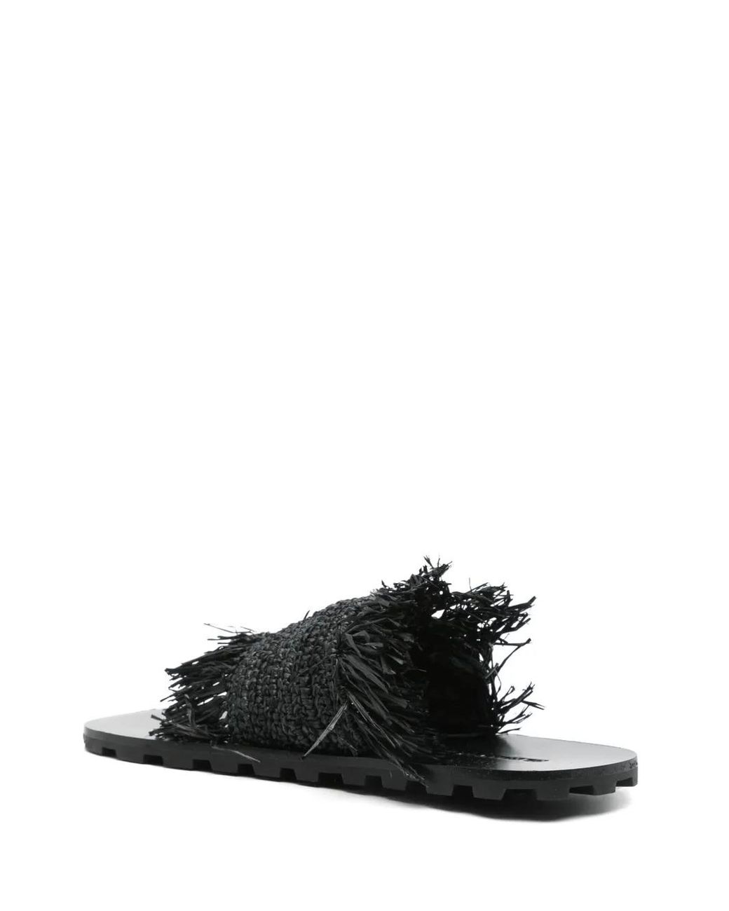 Jil Sander Black Raffia Sandals
