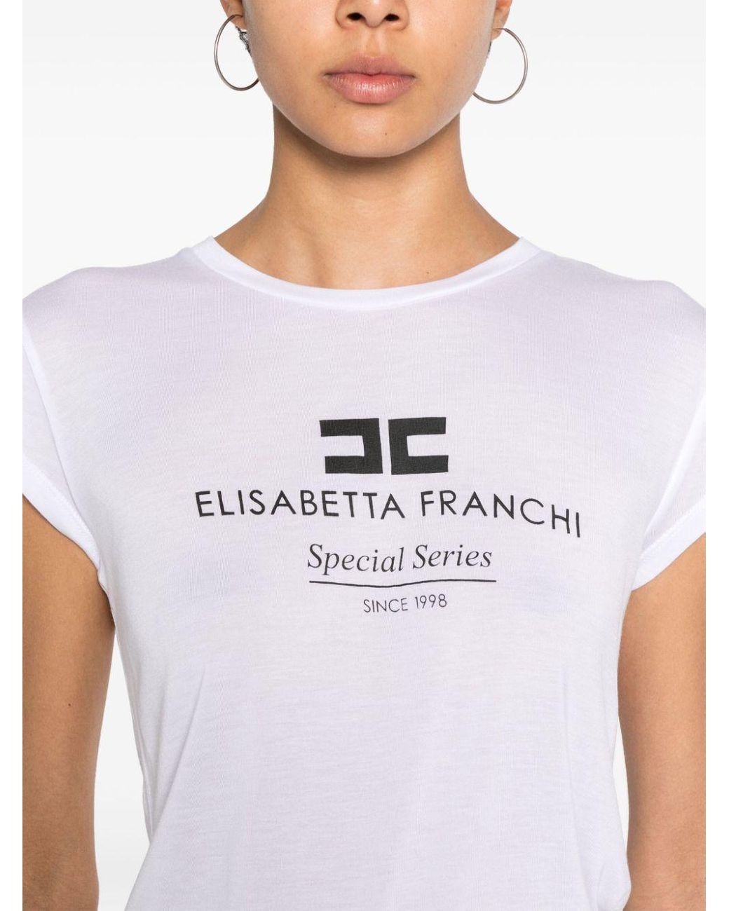 ☆ELISABETTA FRANCHI ホワイト ロゴTシャツ elisabetta-franchi-short-