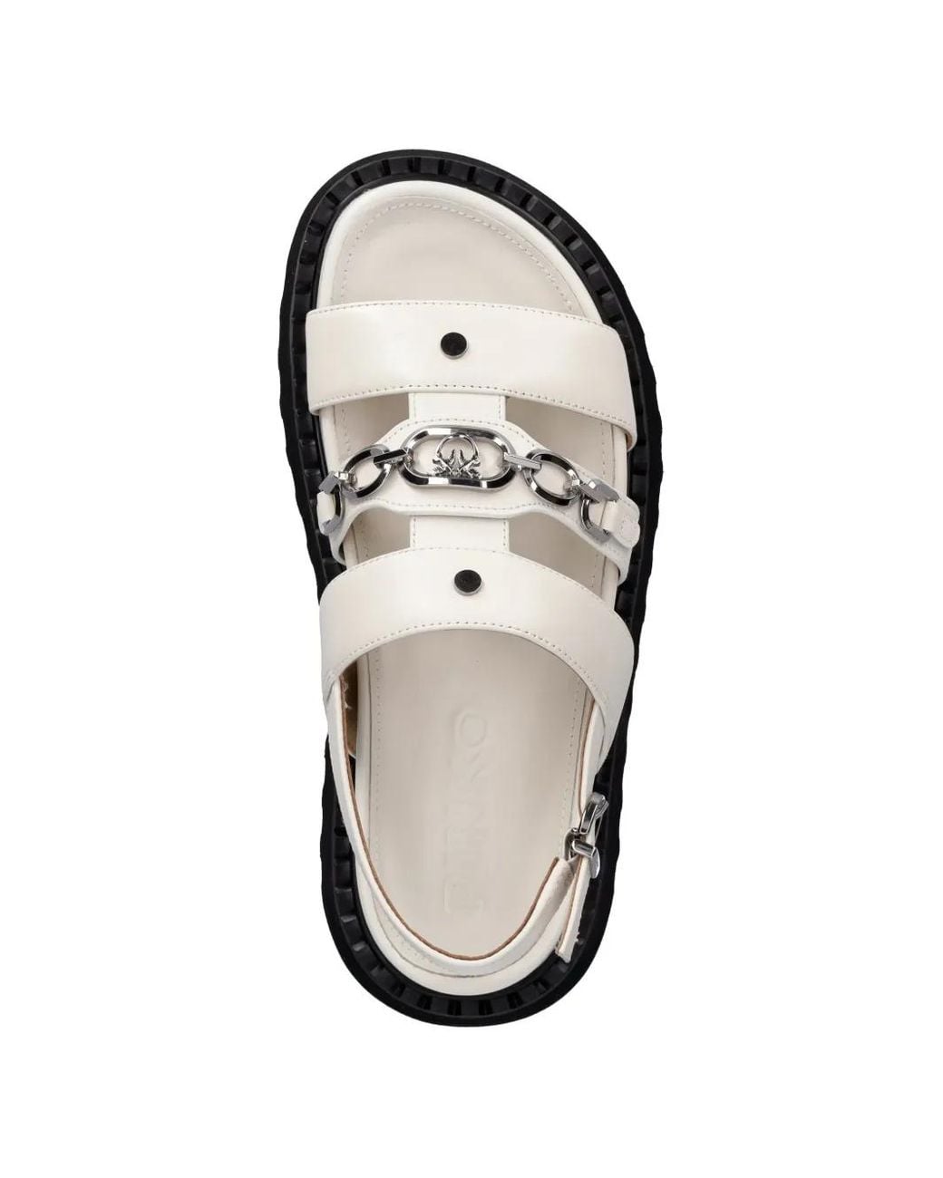Pinko White Chain-Link Chunky-Sole Sandals