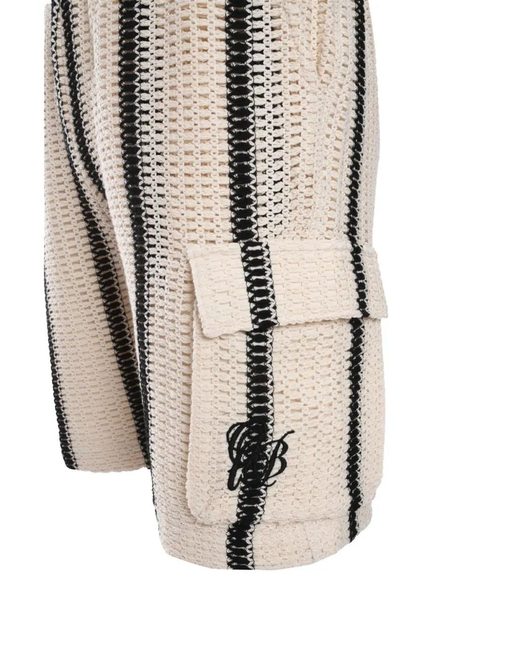 Only the Blind White Desert Striped Crochet Shorts for men