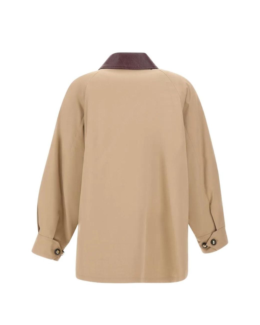 Marella Natural Contrasting-Collar Zip-Up Jacket