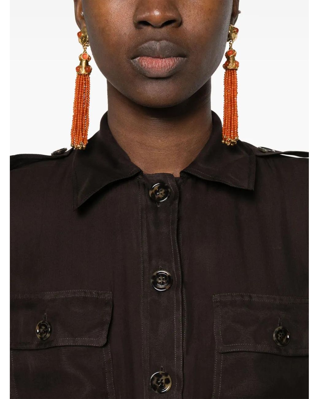 Vestido corto Saharienne Saint Laurent de color Black