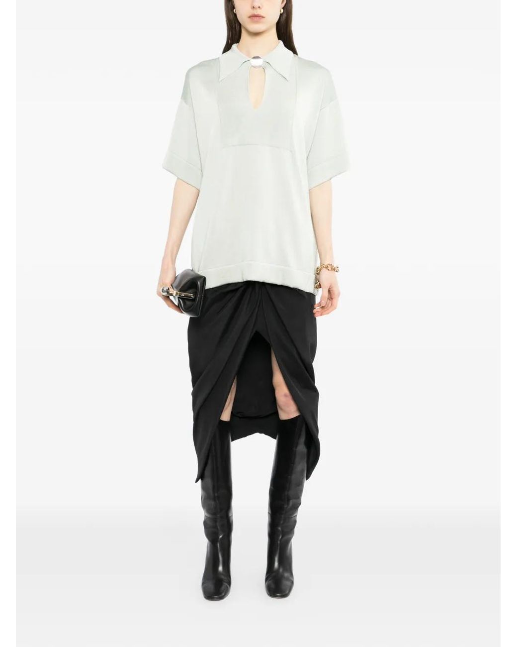 Jil Sander White Pin Polo Top