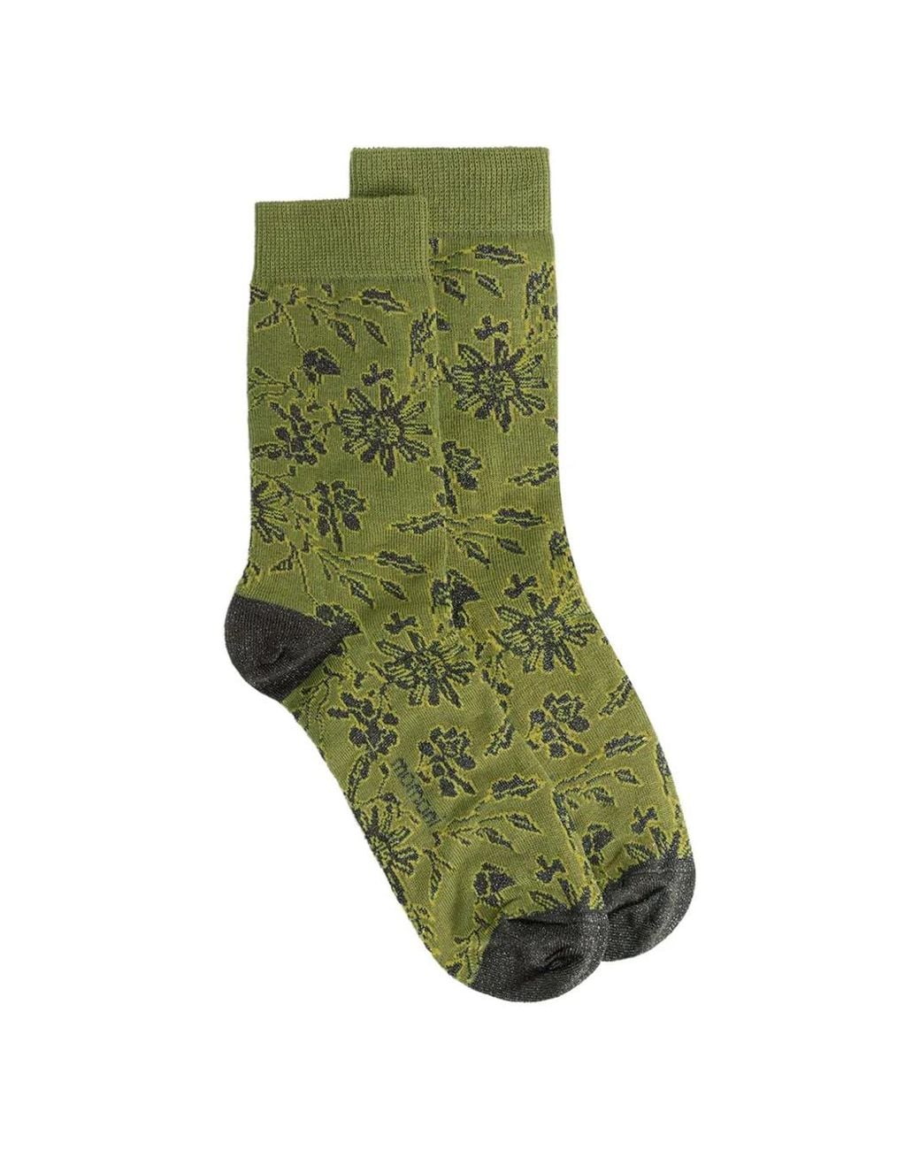 Momoní Green Lokae Floral-Jacquard Socks