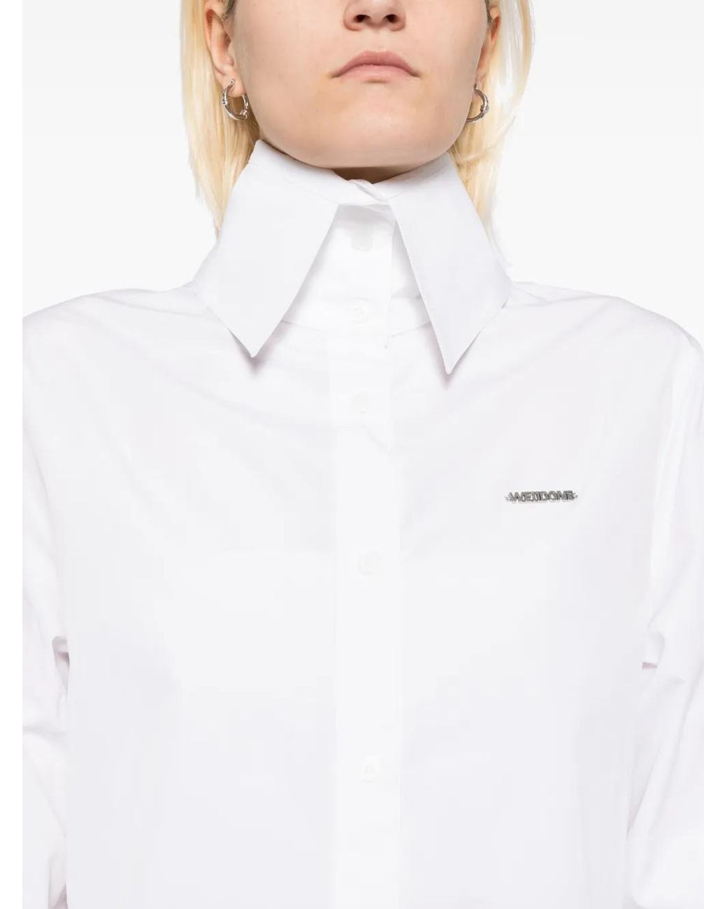 we11done White High-Neck Collar Shirt