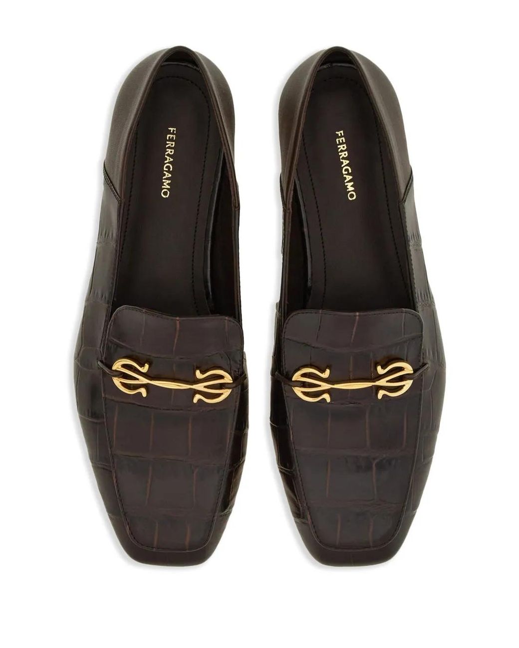 Ferragamo Brown Gancini Leather Loafers