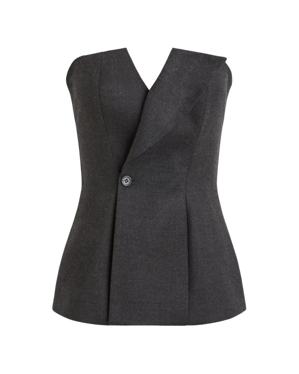 P.A.R.O.S.H. Black Strapless Button-Fastening Blouse