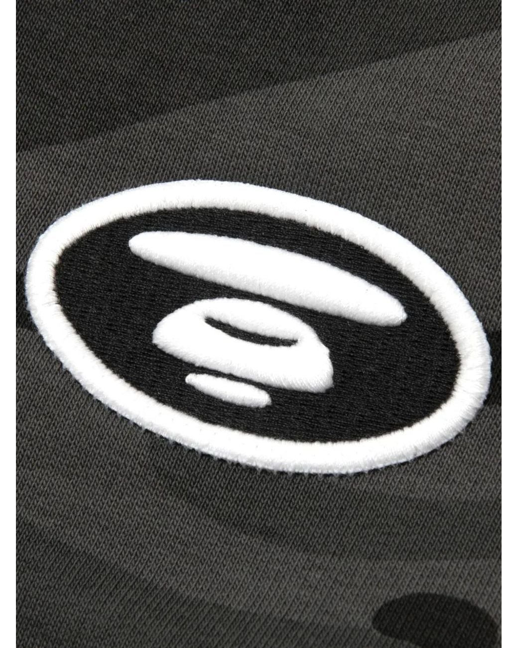 Aape By A Bathing Ape Black Moonface Camouflage-Print Logo-Patch Track Pants for men