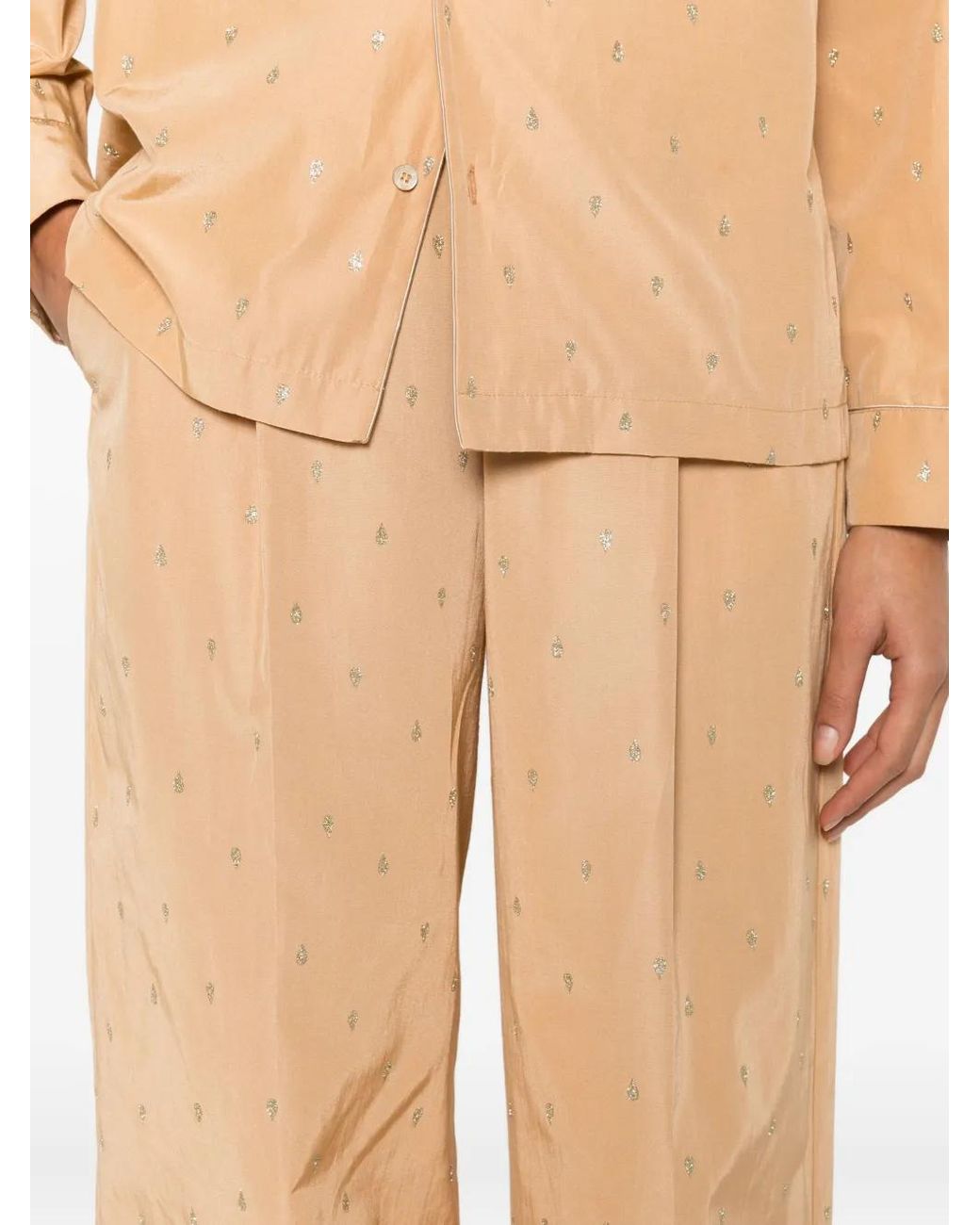 Forte_forte Natural Glitter-Detailed Palazzo Pants