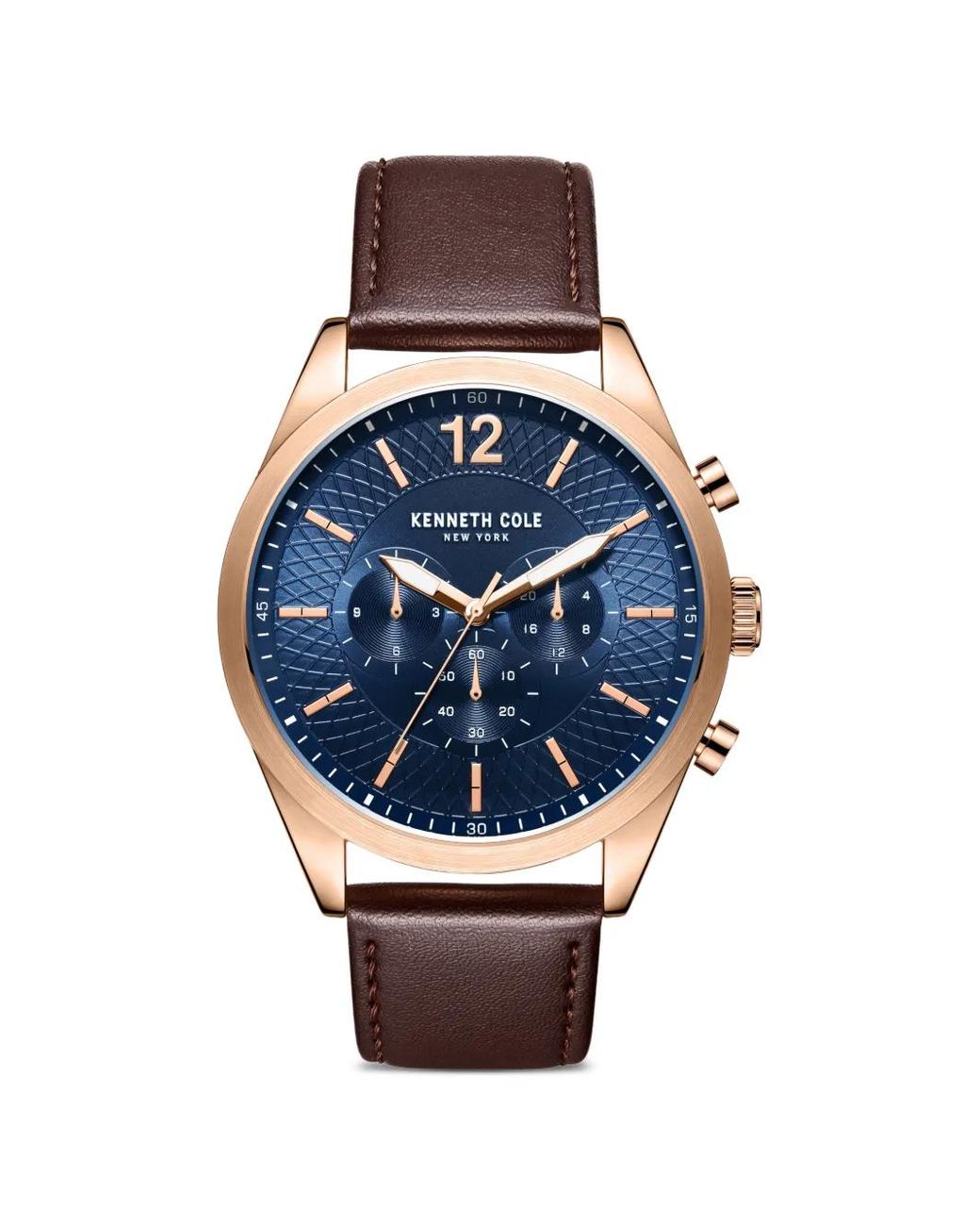 Kenneth Cole Blue Montre À Bracelet En Cuir Mm for men