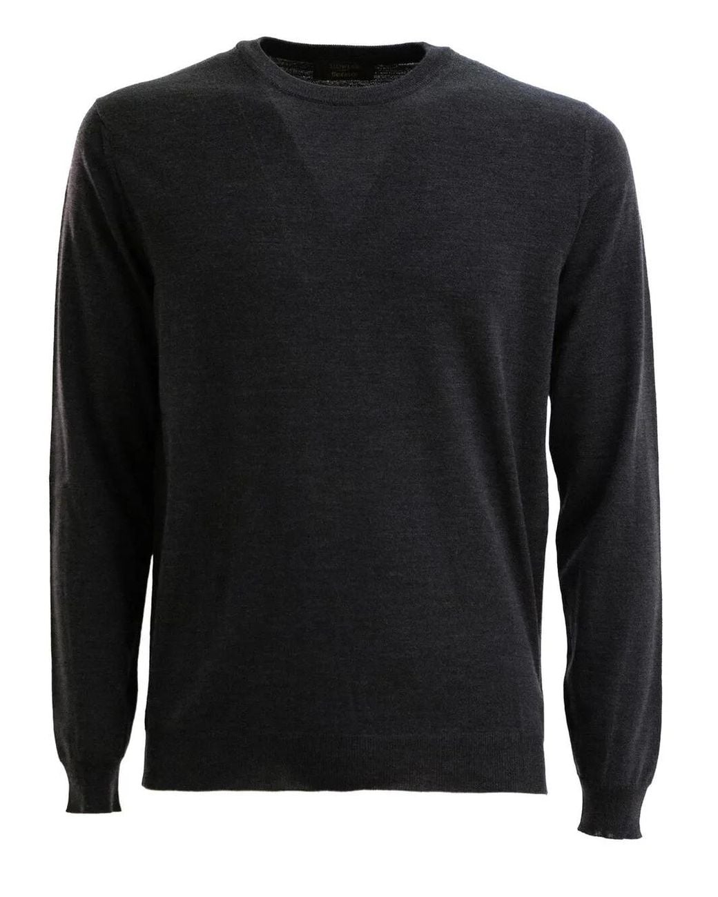 Zanone Black Round-Neck Long-Sleeve Sweater for men