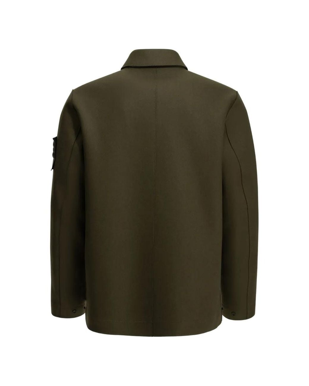 Stone Island Green Logo-Patch Button-Up Jacket for men