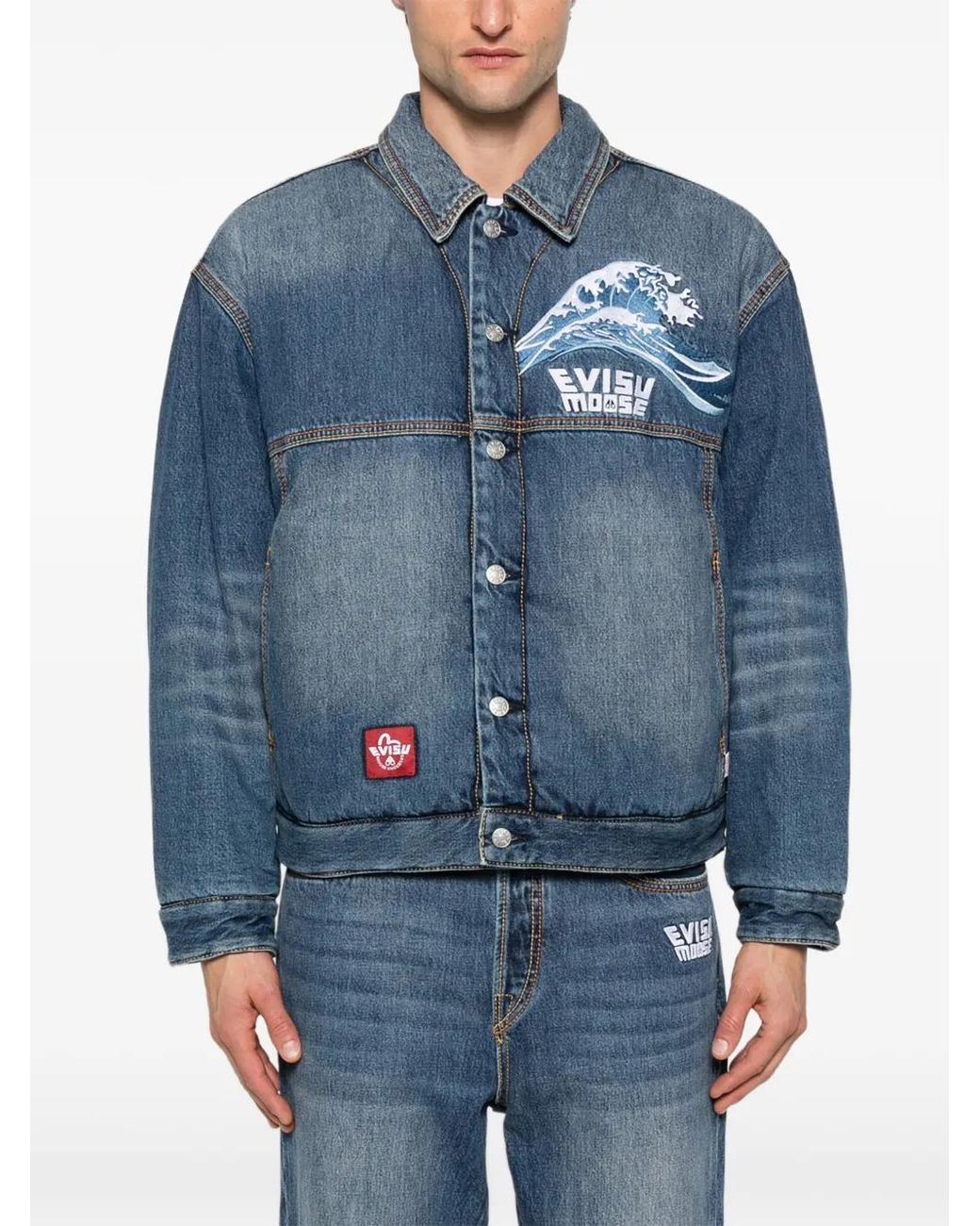 Moose Knuckles Blue X Evisu Graphic Print Jacket for men