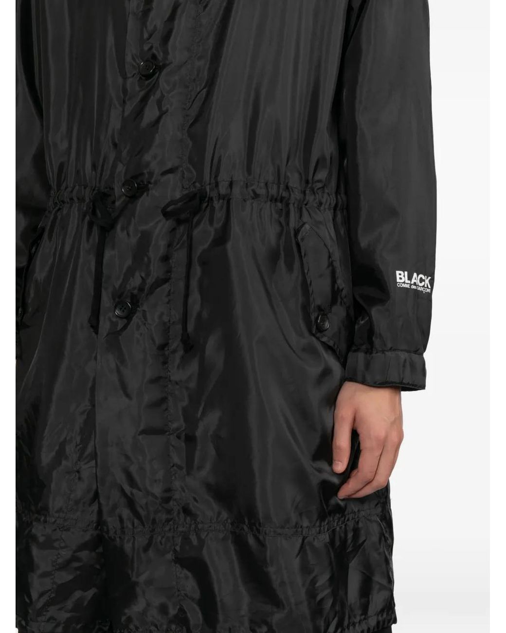 COMME DES GARÇON BLACK Black Logo-Print Hooded Coat